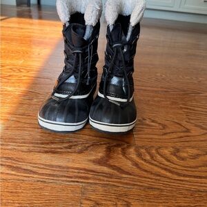 Sorel Black and White Kids Snow Boots